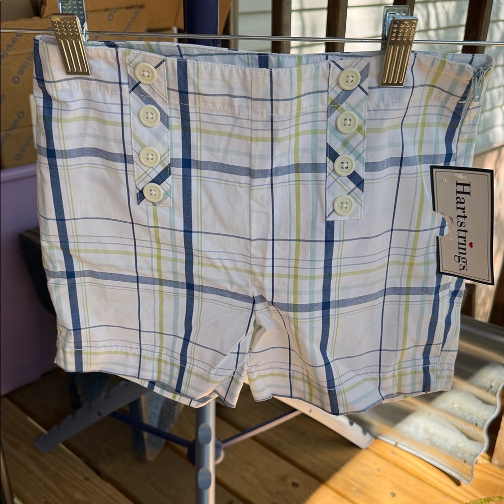 NWT Hartstrings  Plaid Girls Shorts w/ 4 button front sizes 8 & 12 flat front